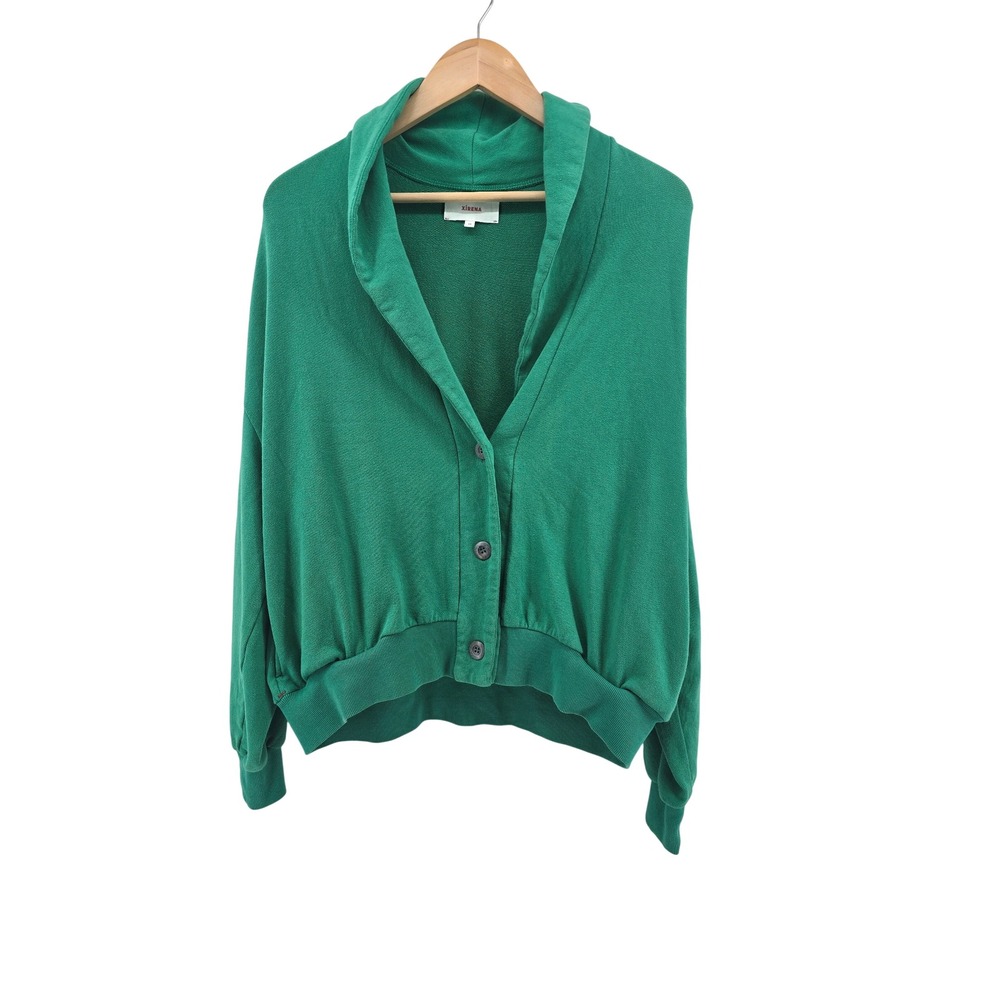 Xirena Cardigan Women XS Shawl Collar Green Button Down EUC